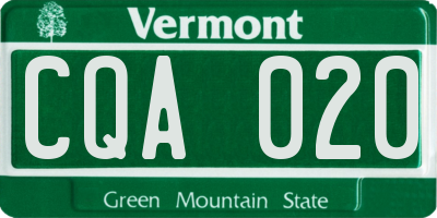 VT license plate CQA020