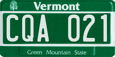 VT license plate CQA021