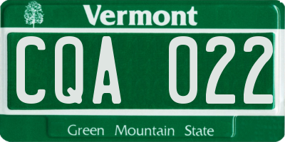 VT license plate CQA022
