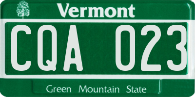 VT license plate CQA023