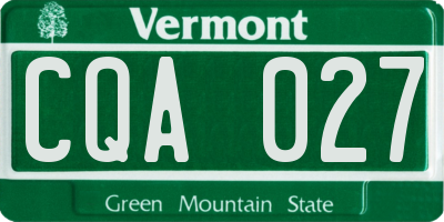 VT license plate CQA027