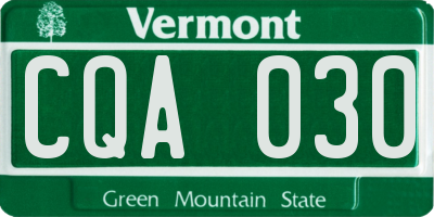 VT license plate CQA030
