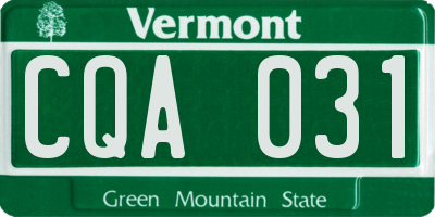 VT license plate CQA031