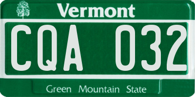 VT license plate CQA032