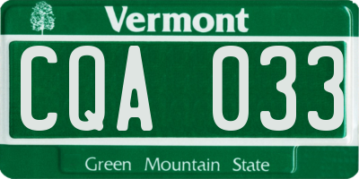 VT license plate CQA033