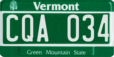 VT license plate CQA034