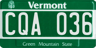 VT license plate CQA036