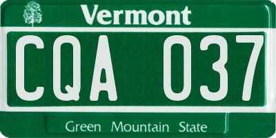 VT license plate CQA037