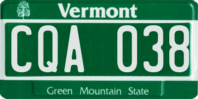 VT license plate CQA038