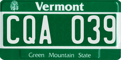 VT license plate CQA039