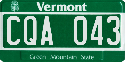 VT license plate CQA043