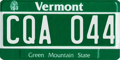 VT license plate CQA044