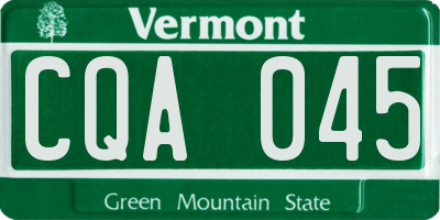 VT license plate CQA045