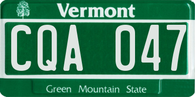 VT license plate CQA047