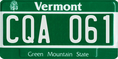 VT license plate CQA061