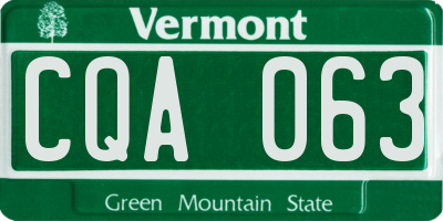 VT license plate CQA063