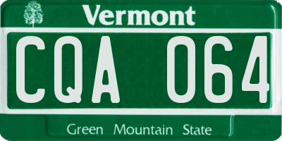 VT license plate CQA064