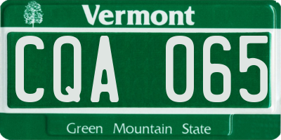VT license plate CQA065