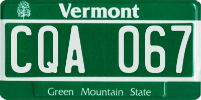 VT license plate CQA067