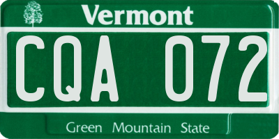 VT license plate CQA072