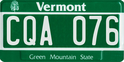VT license plate CQA076