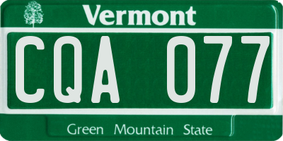 VT license plate CQA077