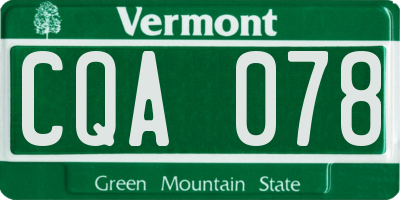 VT license plate CQA078