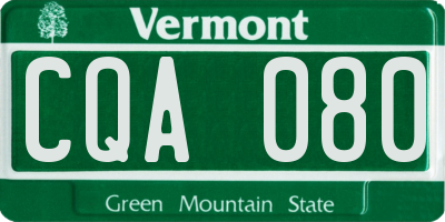VT license plate CQA080