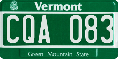VT license plate CQA083