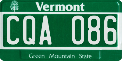 VT license plate CQA086