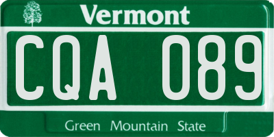 VT license plate CQA089