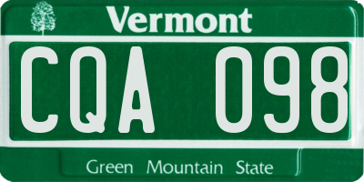 VT license plate CQA098