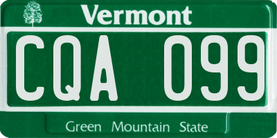 VT license plate CQA099