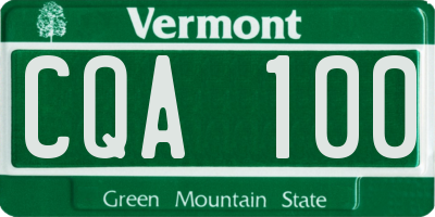 VT license plate CQA100