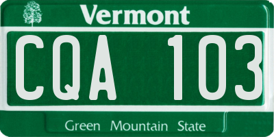 VT license plate CQA103