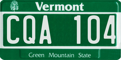 VT license plate CQA104
