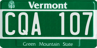 VT license plate CQA107