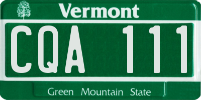 VT license plate CQA111