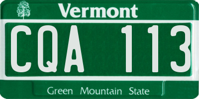 VT license plate CQA113