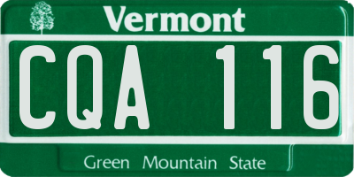 VT license plate CQA116