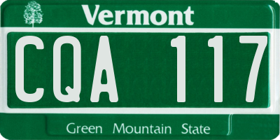 VT license plate CQA117