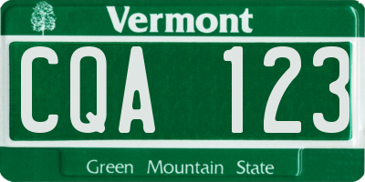 VT license plate CQA123