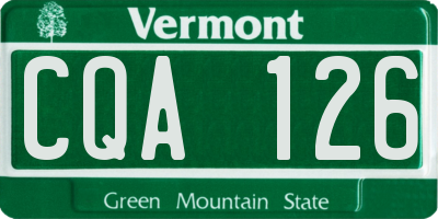 VT license plate CQA126