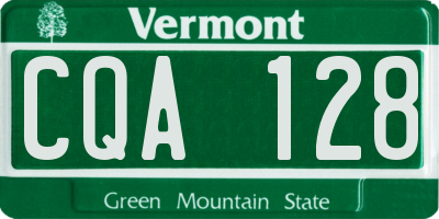 VT license plate CQA128