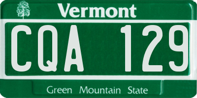 VT license plate CQA129