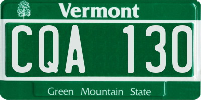VT license plate CQA130