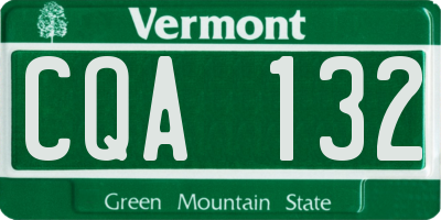 VT license plate CQA132