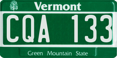 VT license plate CQA133