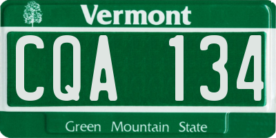 VT license plate CQA134