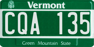 VT license plate CQA135